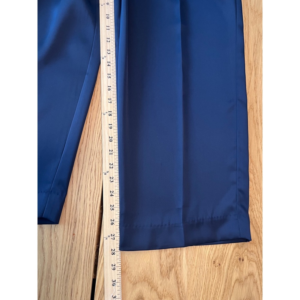 Banana Republic Pleated Wide Leg Trousers Women Size 6P Navy Blue Quiet Luxury - Picture 7 of 9